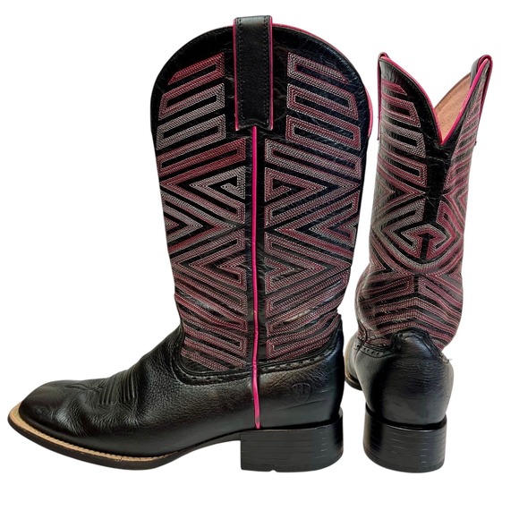Ariat Outsider 10017368 Black Pink Stitch Western Cowboy Boots Women's 9.5B - Picture 2 of 12